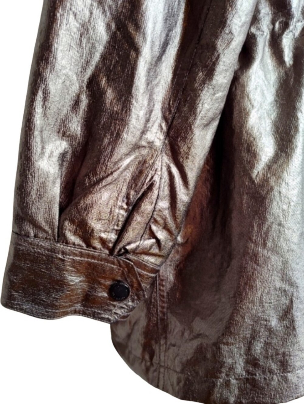 Calvin Klein Metallic Pewter Bronze Hooded Anorak Utility Jacket Plus Size 0X - Picture 3 of 9